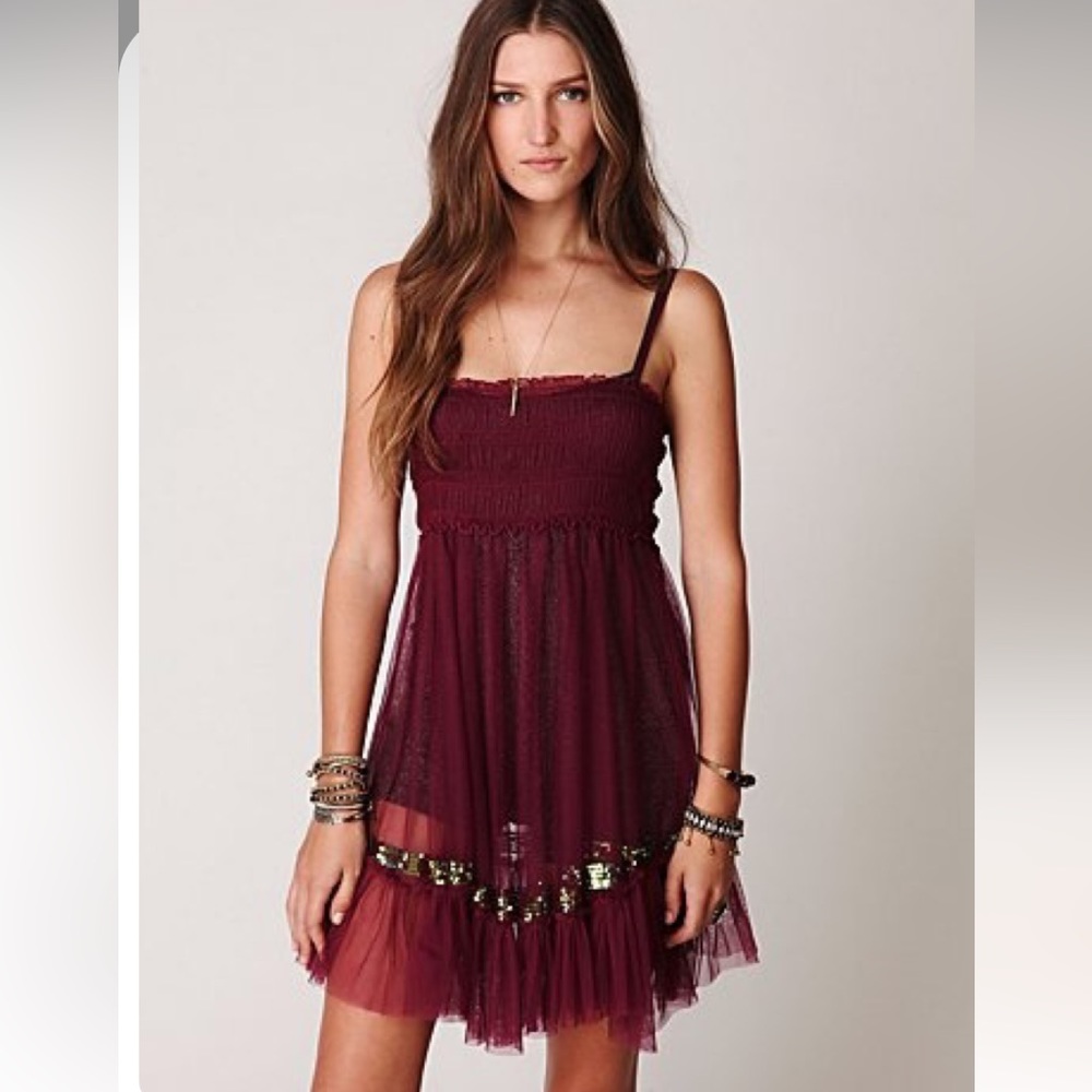 Free People Fp One Princess Sequin Smocking Slip